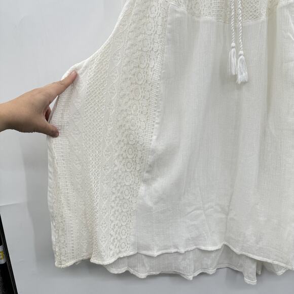 Catherines Gauzy Lace Tie Top Sz 3X Ivory White Boho Coquette Peasant Bloomcore - Picture 4 of 12